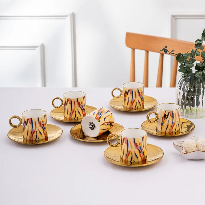 Istanbul Porcelain Ahenk 6-Person Coffee Cup Set 90 ml
