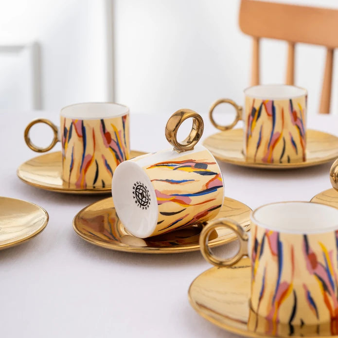 Istanbul Porcelain Ahenk 6-Person Coffee Cup Set 90 ml