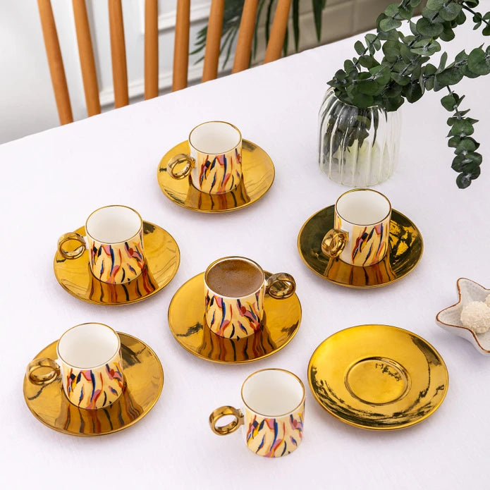 Istanbul Porcelain Ahenk 6-Person Coffee Cup Set 90 ml