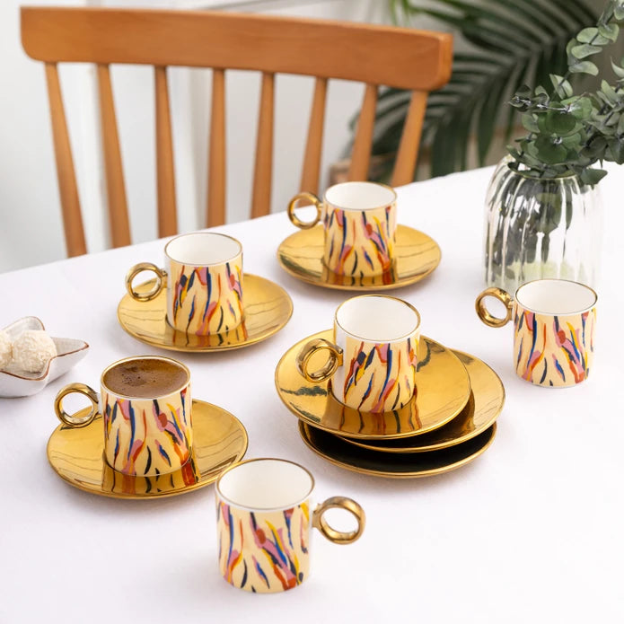 Istanbul Porcelain Ahenk 6-Person Coffee Cup Set 90 ml
