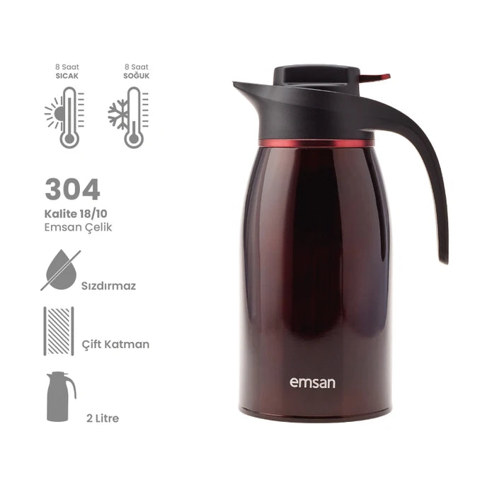 Emsan Gama Burgundy Thermos – 2 Liters
