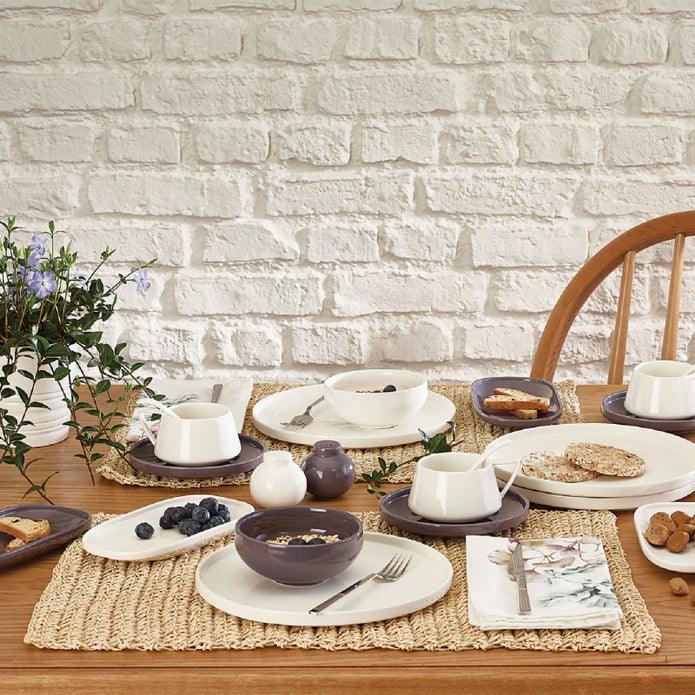 Emsan Parla 32-Piece Breakfast Set for 6 People, Gray and White - Emsan Jordan