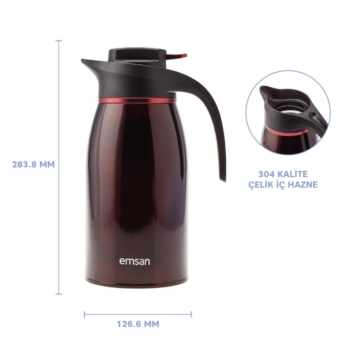Emsan Gama Burgundy Thermos – 2 Liters