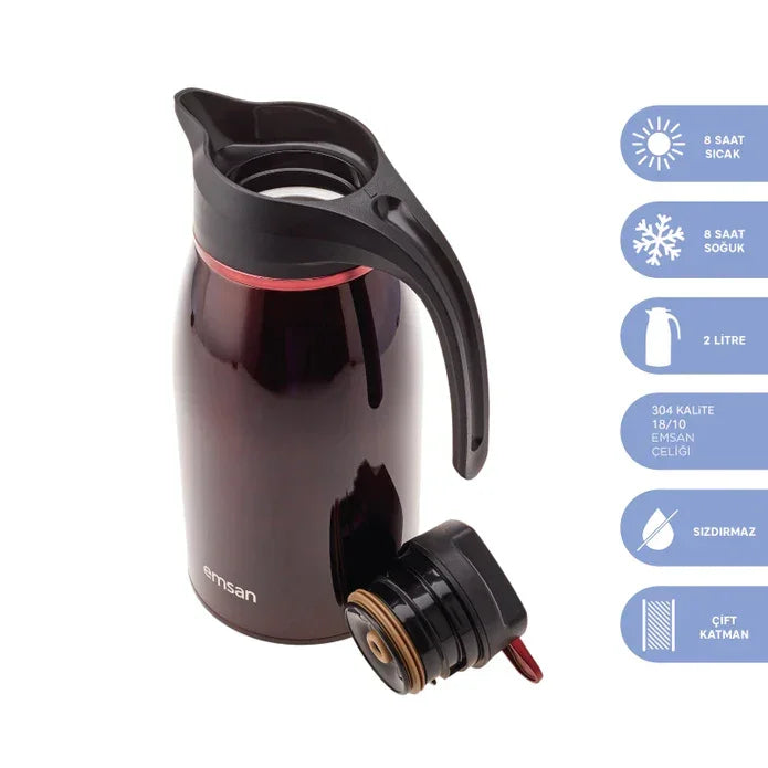 Emsan Gama Burgundy Thermos – 2 Liters - Emsan Jordan
