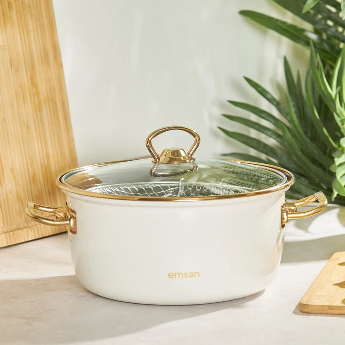 Emsan Nostalji Enamel Cream Frying Pot