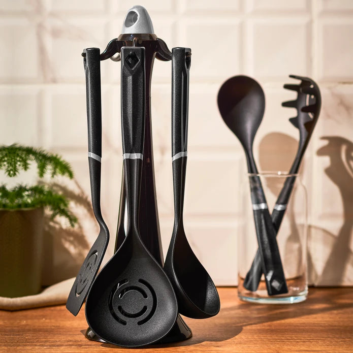 Emsan Akasya 6-Piece Grey Serving Set with Stand