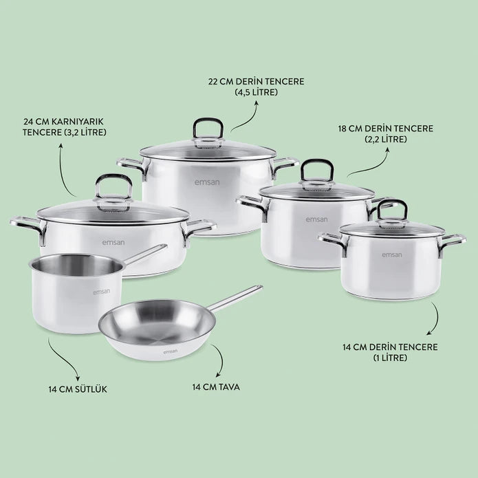 طقم إمسن كوسينيرو 10 قطع – طقم جهاز عروس من الستانلس ستيل