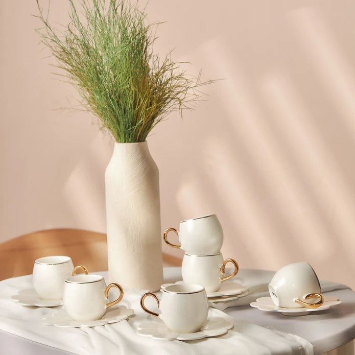 طقم فناجين قهوة بورسلين من إيمسان بيولو لـ ٦ أشخاص، سعة ٨٠ مل