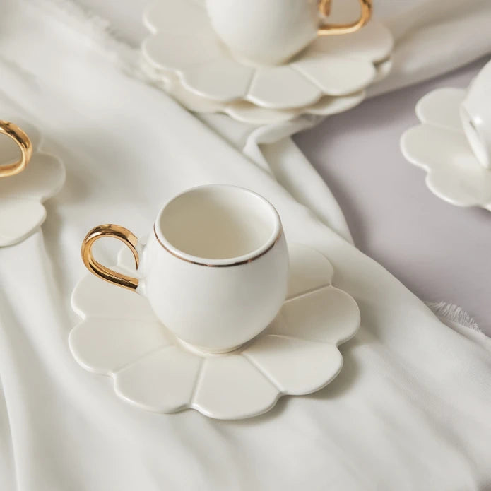 طقم فناجين قهوة بورسلين من إيمسان بيولو لـ ٦ أشخاص، سعة ٨٠ مل