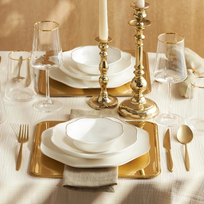 Emsan Lotus Fine Bone 18-Piece Dinner Set for 6 People - Gold