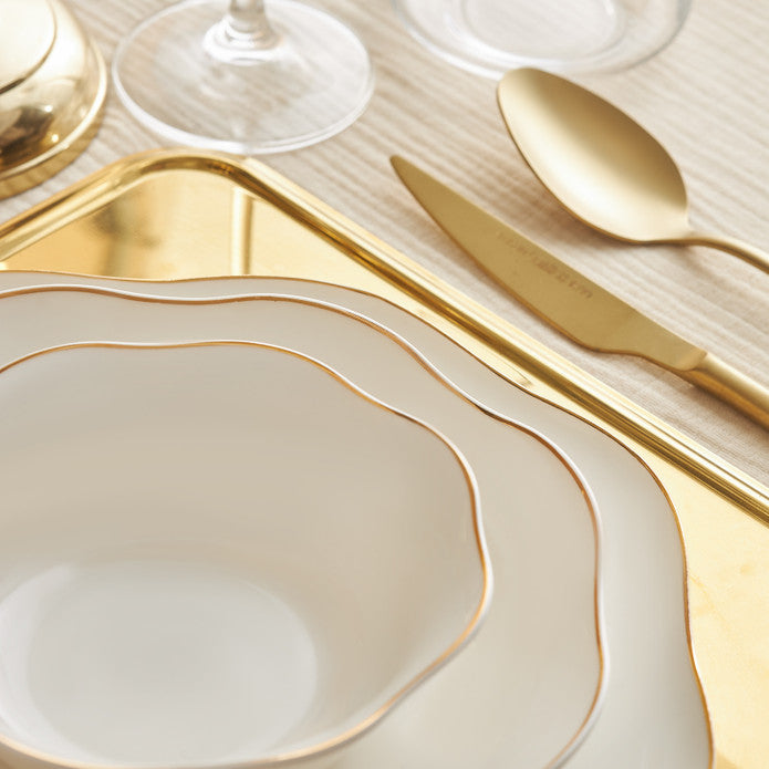 Emsan Lotus Fine Bone 18-Piece Dinner Set for 6 People - Gold