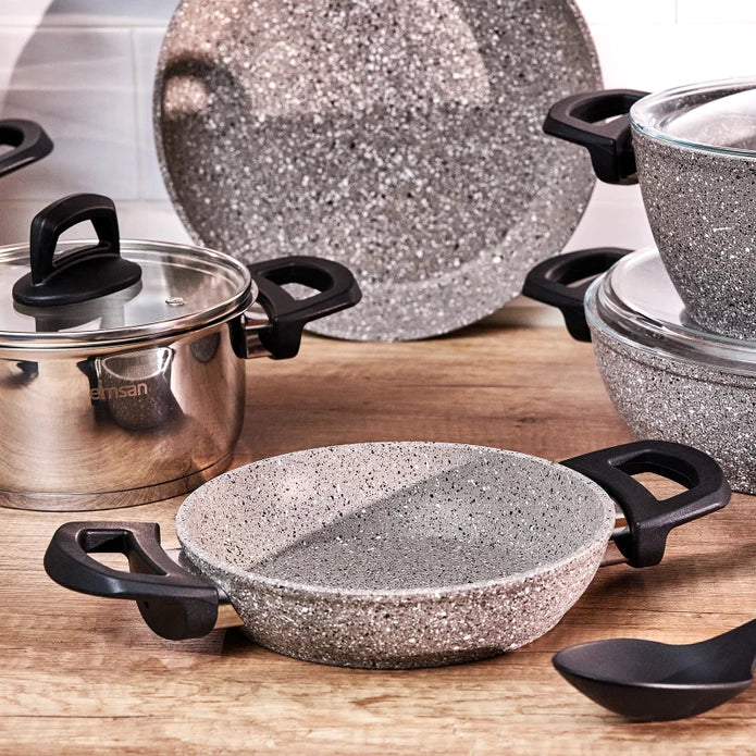 Emsan Experto 14-Piece Nonstick Granite & Stainless Steel Cookware Set