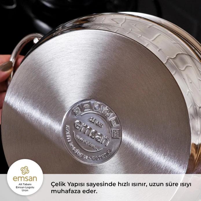 Emsan Cemre 8-Piece Stainless Steel Induction-Based Cookware Set - Emsan Jordan