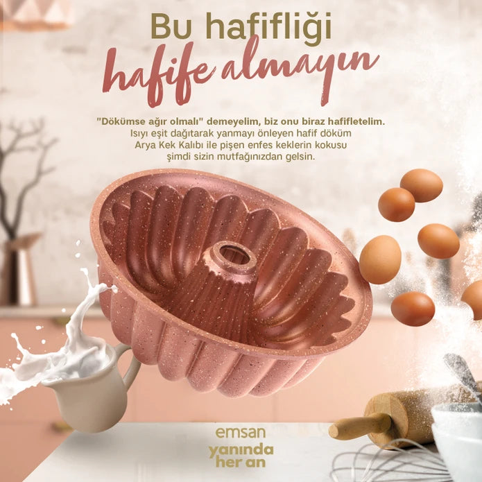 Emsan Arya Cast Cake Mold - Golden Pink - 24 cm