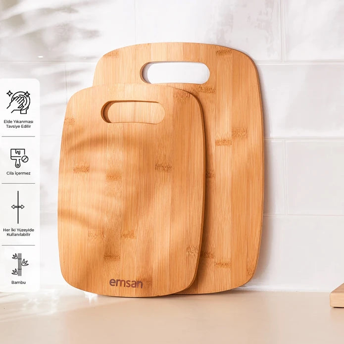 Emsan Bamboo Chop 2-Piece Cutting Board Set
