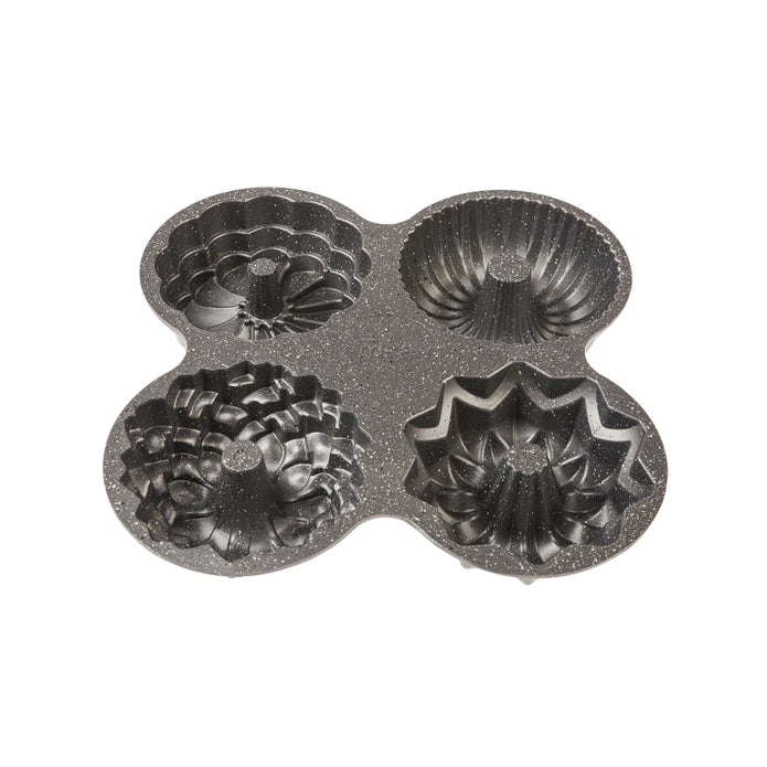 Emsan Griss One Four 4-Piece Cast Cake Mold Set Gray