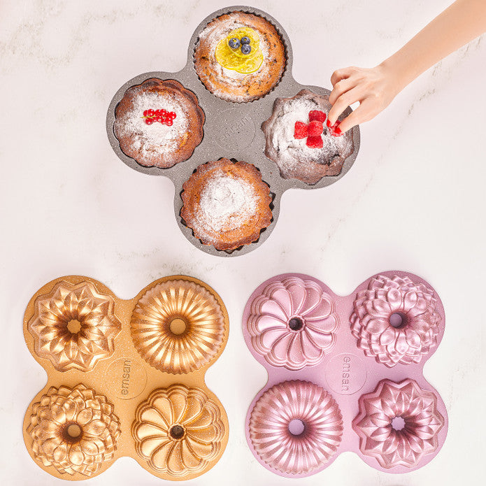 Emsan Griss One Four Cast Cake Mold – Gold – 4 Pieces