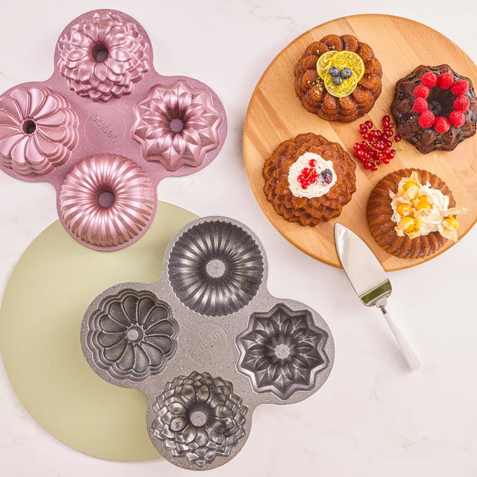 Emsan Griss One Four 4-Piece Cast Cake Mold Set – Pink