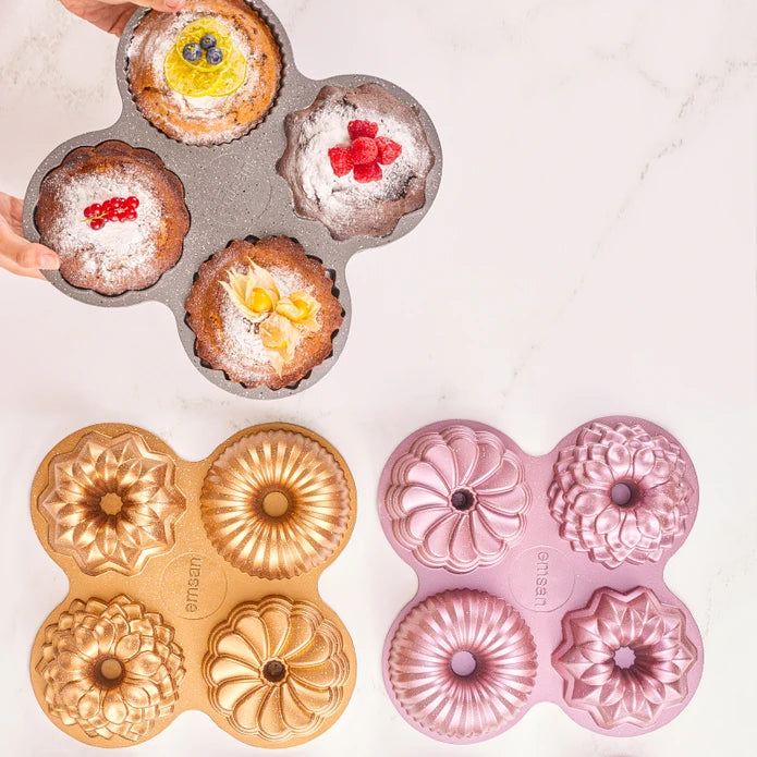 Emsan Griss One Four 4-Piece Cast Cake Mold Set – Pink