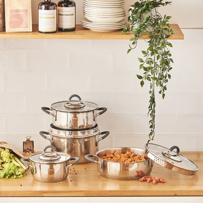 Emsan Unique 8-Piece Stainless Steel Cookware Set