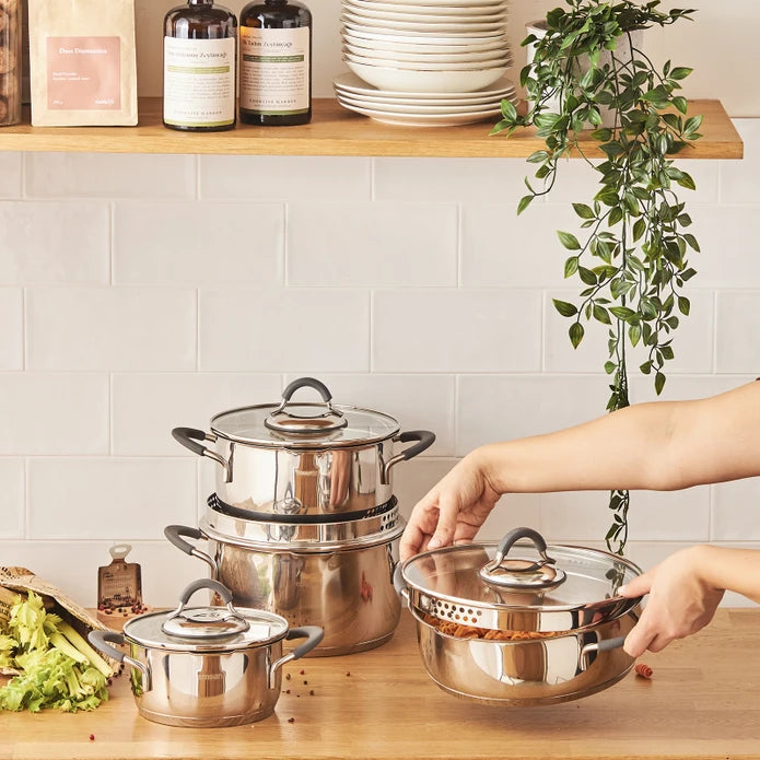 Emsan Unique 8-Piece Stainless Steel Cookware Set