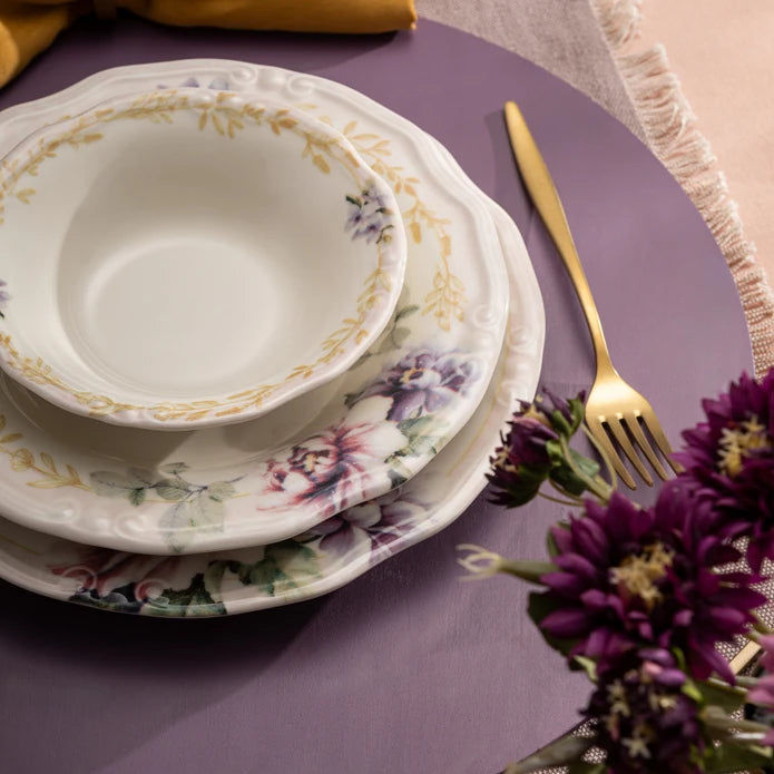 Emsan Flory Stoneware 24 Piece Dinner Set for 6 People