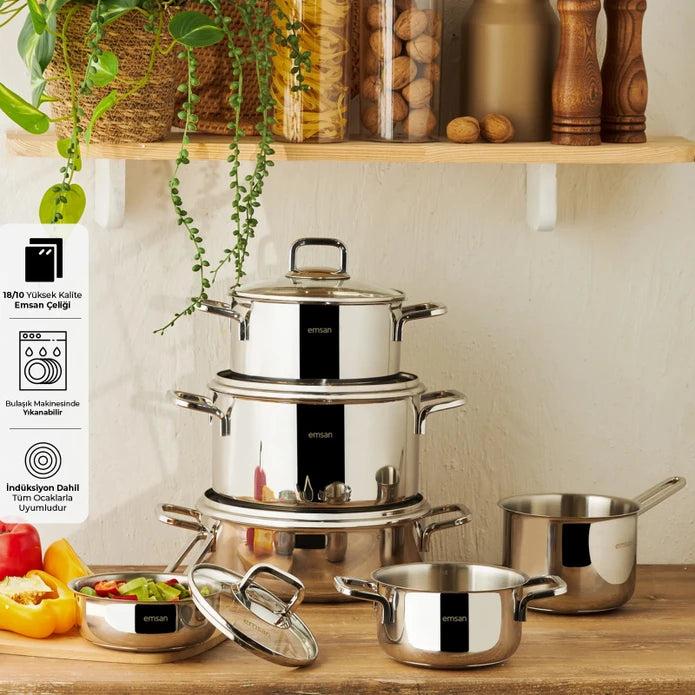 طقم إمسن كوسينيرو 10 قطع – طقم جهاز عروس من الستانلس ستيل
