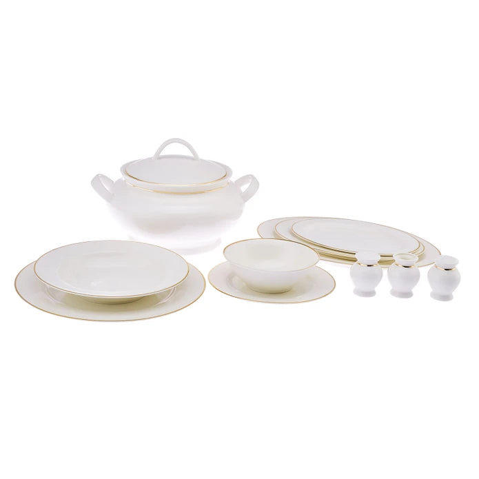 Emsan New Marly Porcelain 60-Piece 12-Person Round Dinner Set Gold