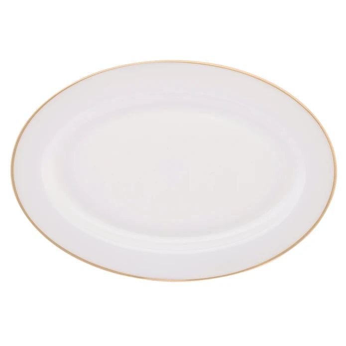 Emsan New Marly Porcelain 60-Piece 12-Person Round Dinner Set Gold