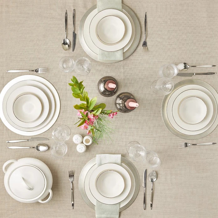 Emsan New Marly Porcelain 60-Piece 12-Person Round Dinner Set Gold