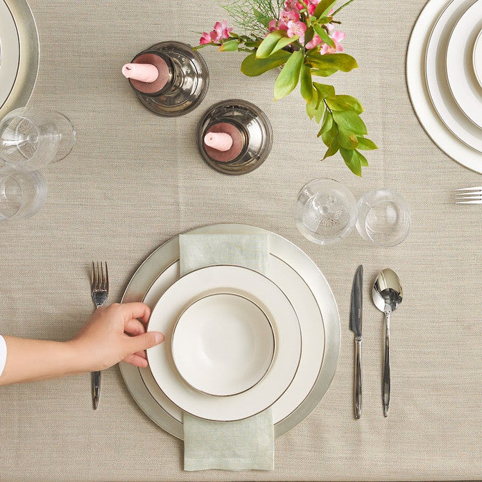 Emsan New Marly Porcelain 60-Piece 12-Person Round Dinner Set Gold