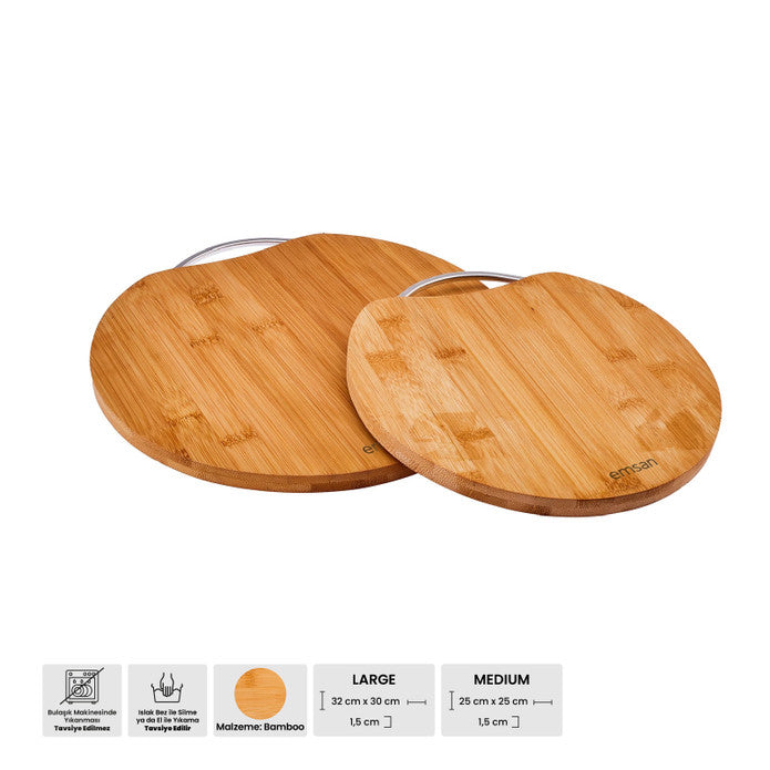 Emsan Bamboo Circle 2-piece Cutting Board Set
