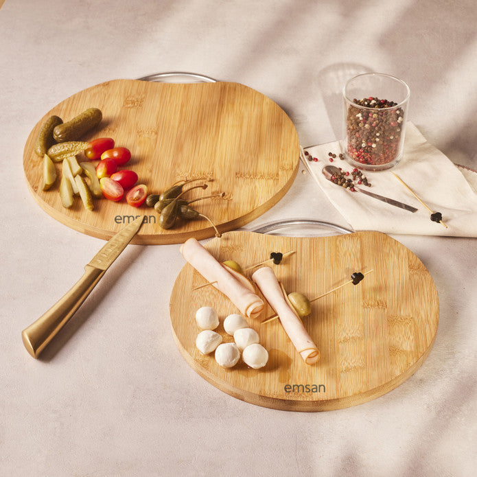 Emsan Bamboo Circle 2-piece Cutting Board Set