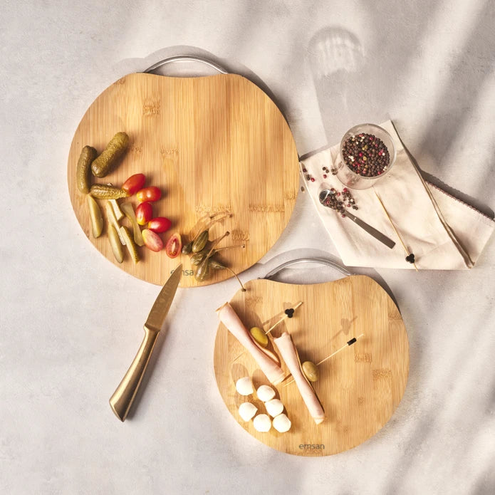 Emsan Bamboo Circle 2-piece Cutting Board Set