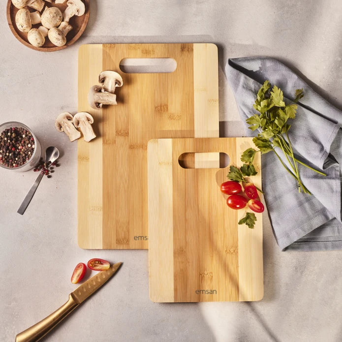 Emsan Bamboo Lupin 2-piece Cutting Board Set