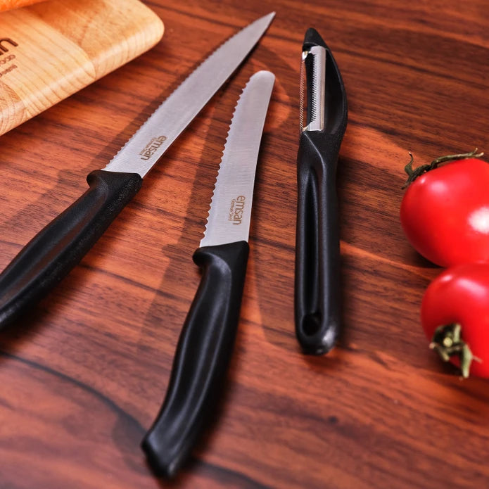 Emsan Nix 3-Piece Knife Set with Peeler