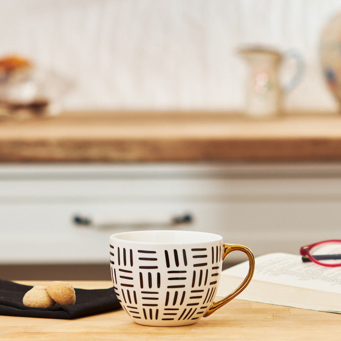 Emsan Shiny Lines New Bone Mug 450 ml Black