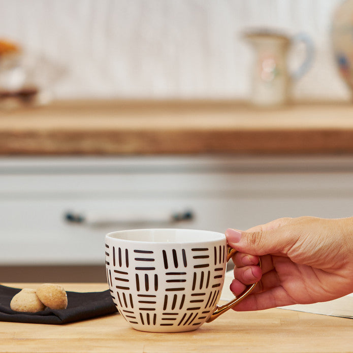 Emsan Shiny Lines New Bone Mug 450 ml Black