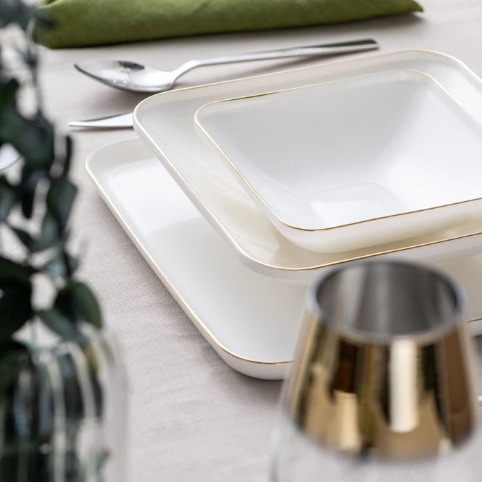 Istanbul Porselen Nadide 18 Piece 6 Person Square Dinner Set Gold