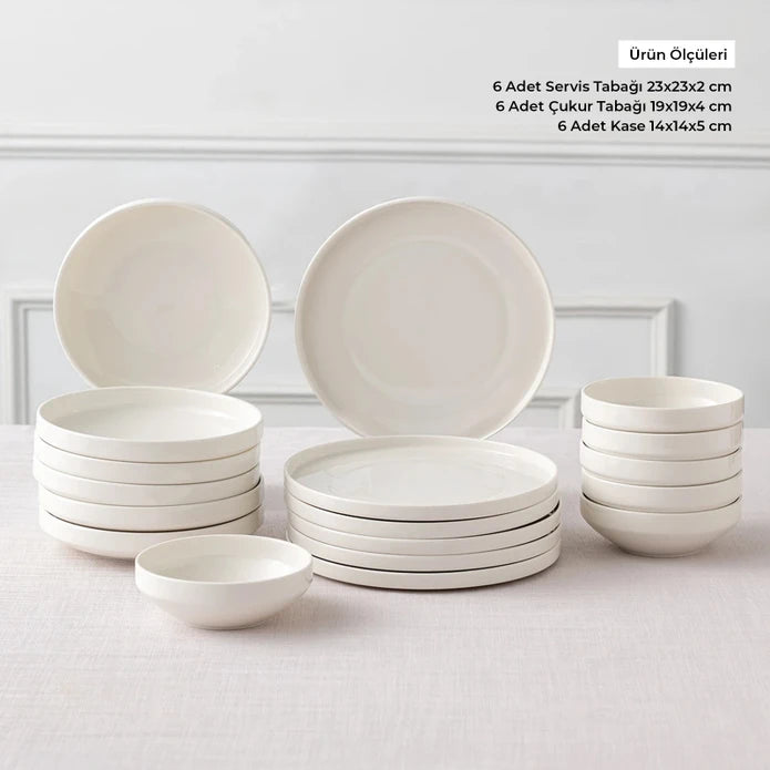 Istanbul Porcelain Akis 18 Piece Dinner Set for 6 People