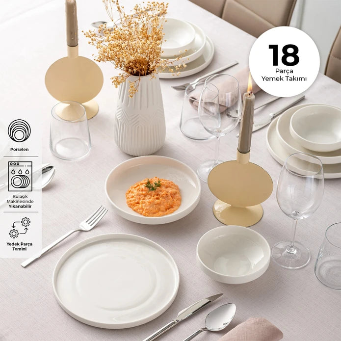 Istanbul Porcelain Akis 18 Piece Dinner Set for 6 People