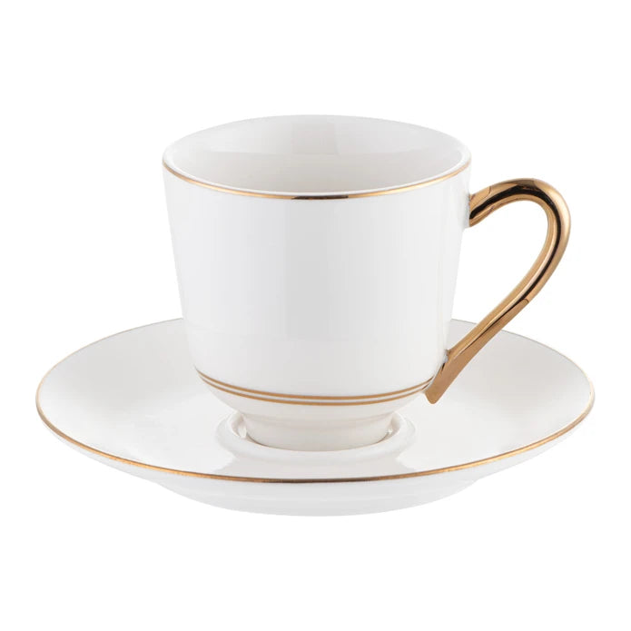 Istanbul Porcelain Semin 2-Person Double Coffee Cup Set Gold 140 ml