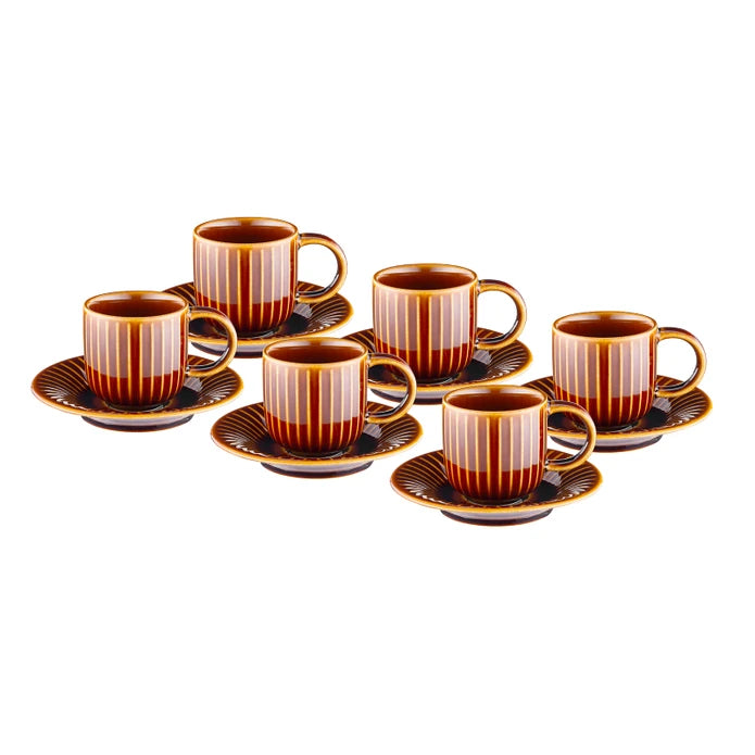 Istanbul Porcelain Lev 6-Person Coffee Cup Set Brown 90 ml