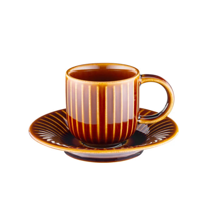 Istanbul Porcelain Lev 6-Person Coffee Cup Set Brown 90 ml