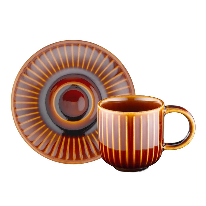 Istanbul Porcelain Lev 6-Person Coffee Cup Set Brown 90 ml