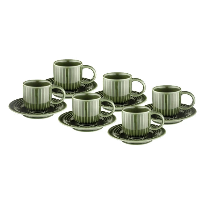 Istanbul Porcelain Lev 6-Person Coffee Cup Set Green 90 ml
