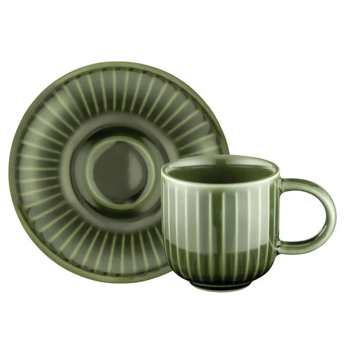 Istanbul Porcelain Lev 6-Person Coffee Cup Set Green 90 ml