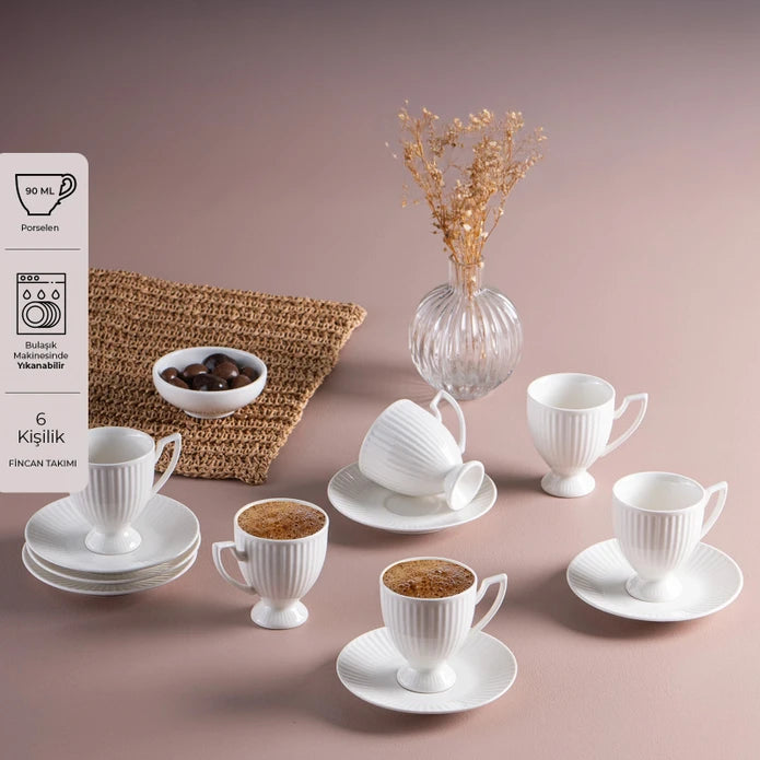 Istanbul Porcelain Mahir 6-Person Coffee Cup Set 90 ml