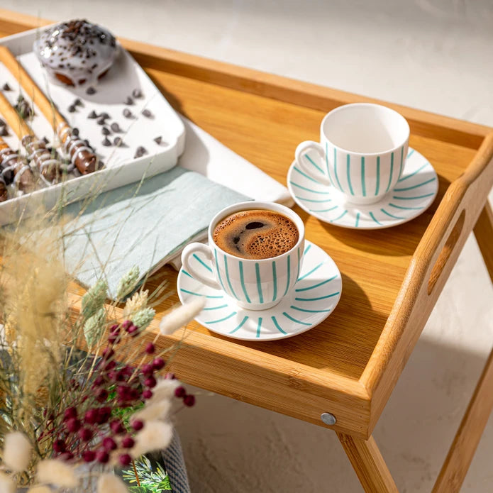 Emsan Mathilda New Bone 2-Person Coffee Cup Set 90 ml Green