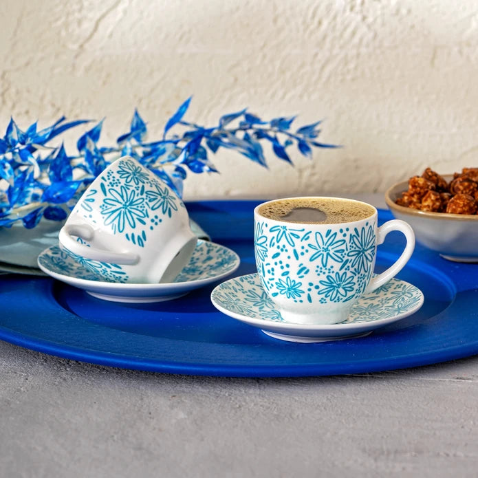 طقم فناجين قهوة إيمسان ديب أزور نيو بون لشخصين – ٩٠ مل – أزرق